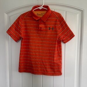 Under Armour Kids Polo in Orange and Black Stripes
